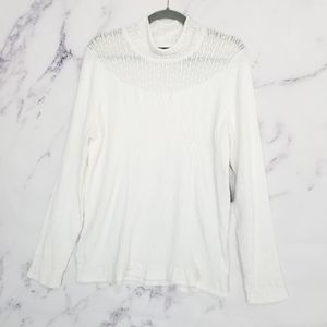 NIC+ZOE Long Sleeve Turtleneck Open Knit Sweater